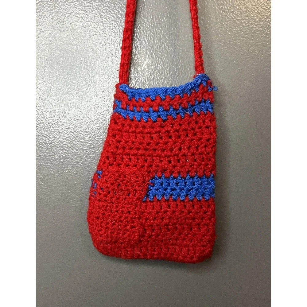 Handmade Crochet Shoulder Bag Womens Small Crossbody Purse Striped Unique Gift